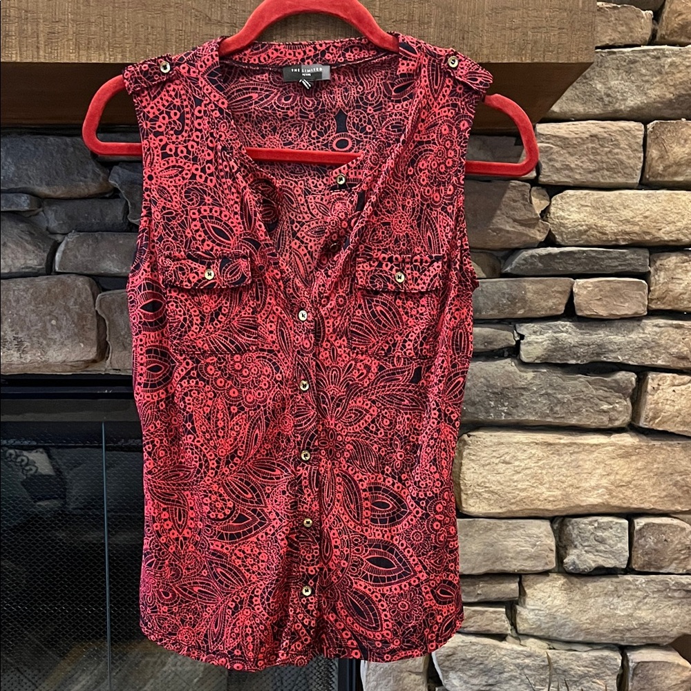 🌷3 Tops for $18 - The Limited Pink Paisley-Print Sheer Button Front Top, Sz. PM